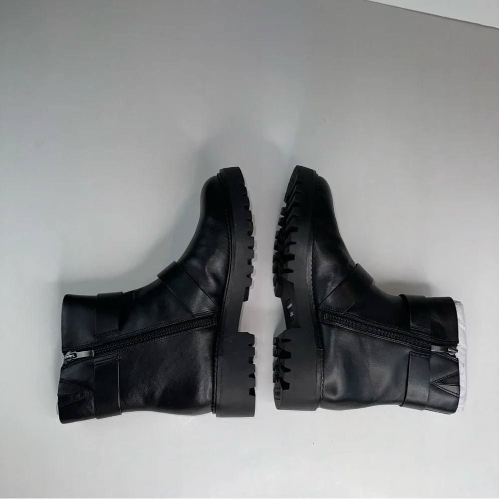 Nordstrom Macombs Water Resistant Moto Boot Leather NEW 8.5 Black